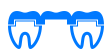Blue tooth icon illustrating dental bridge
